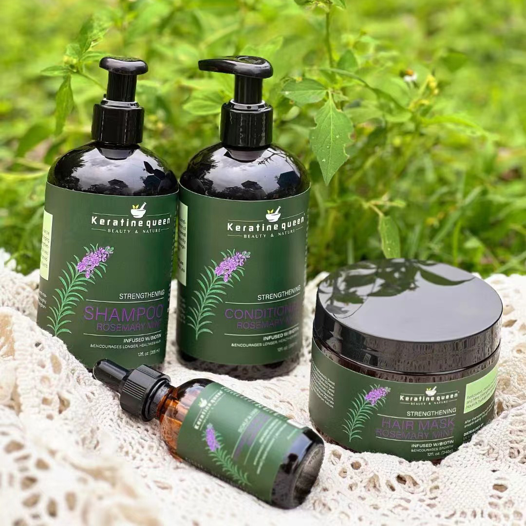 Private Label Natural Organics Rosemary Mint Strengthening Shampoo Deep Repairing Rosemary Oil Shampoo and Conditioner Set